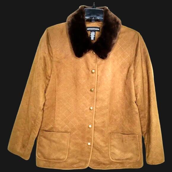 Chore Fall Coat Norton McNaughton Sz 10 Faux Fur Removable Collar Front Pockets - Picture 10 of 12